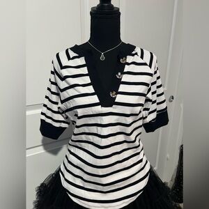 Anthropologie Maeve Black and White Striped Women's Top NWT size 1X